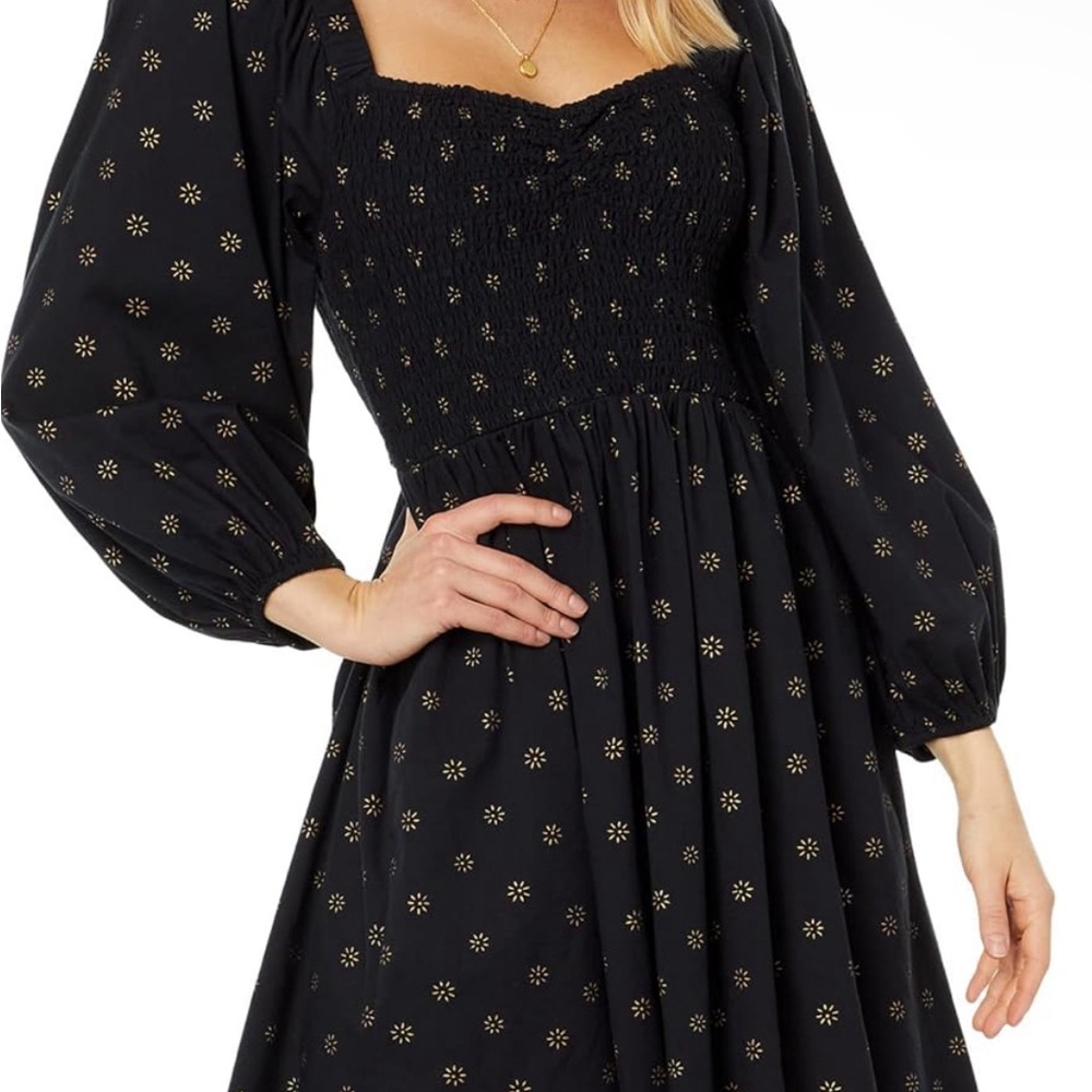 Madewell Emine - Long Sleeve Ruched Lucie Mini - Foil Floral
